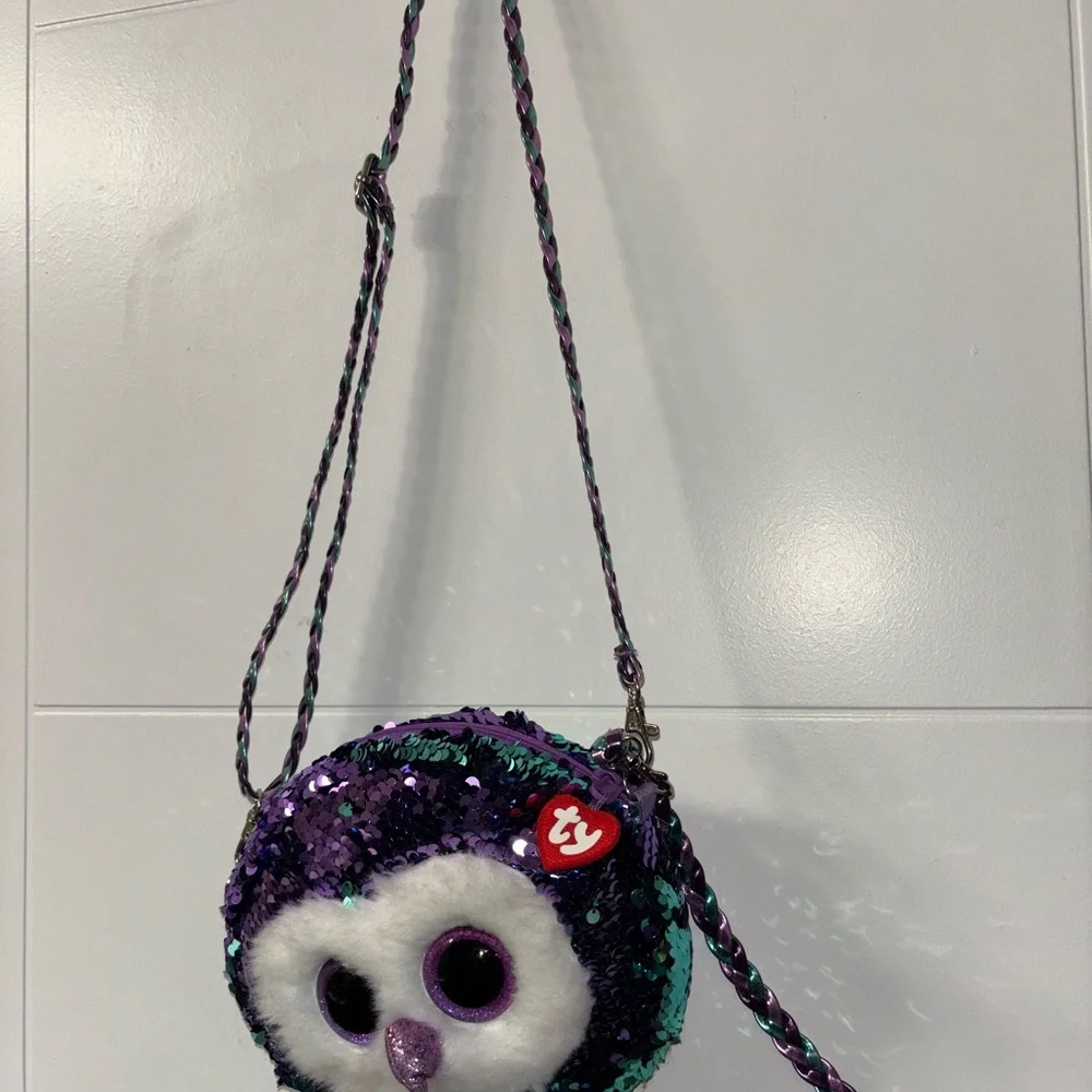 Ty Purple and Teal Sequin Owl Bag